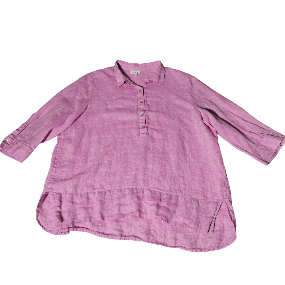 J. Jill Love Linen Pink Tunic Top 3/4 Sleeve XL Petite